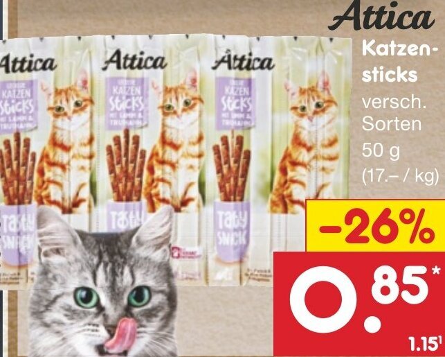 Attica Katzensticks 50 g Angebot bei Netto MarkenDiscount