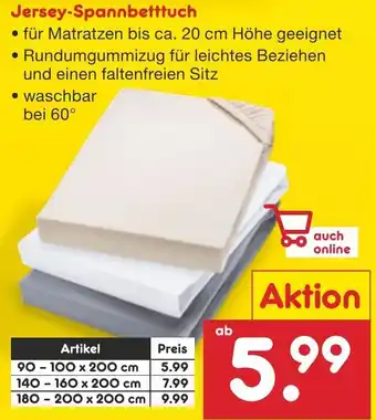 Netto Marken-Discount Jersey-Spannbetttuch Angebot