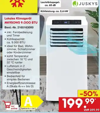 Netto Marken-Discount JUSKYS Lokales klimagerät MK950W2 9.000 BTU Angebot