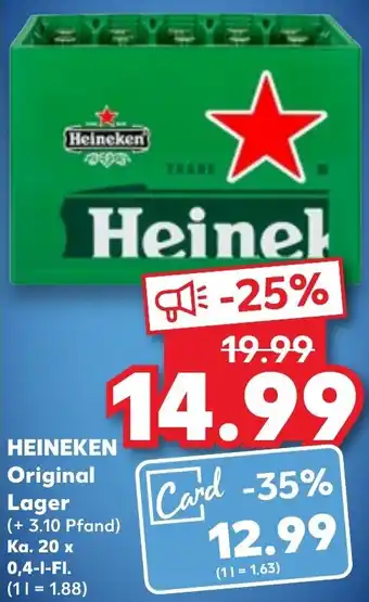 Kaufland HEINEKEN Original Lager Ka. 20 x 0,4-L-FI. Angebot