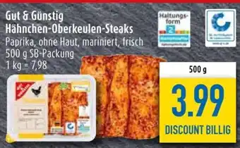 diska Gut & Günstig Hähnchen-Oberkeulen-Steaks Paprika, ohne Haut, mariniert, frisch 500 g SB-Packung Angebot