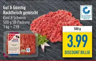 diska Gut & Günstig Hackfleisch gemischt Rind & Schwein 500 g Angebot