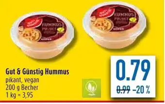 diska Gut & Günstig Hummus pikant, vegan 200 g Angebot