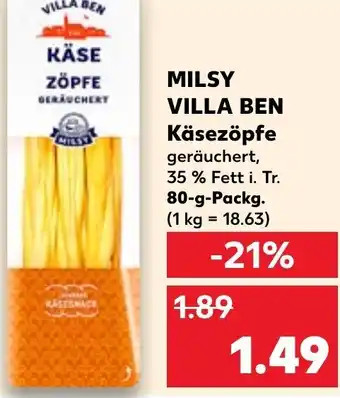 Kaufland MILSY VILLA BEN Käsezöpfe 80-g-Packg. Angebot