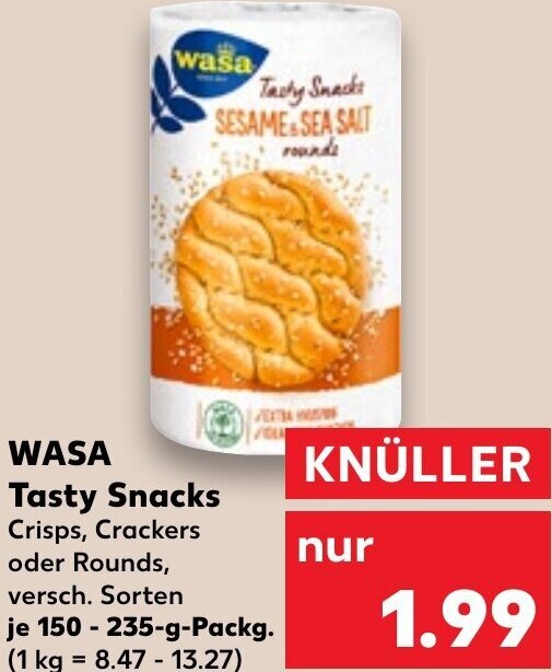 WASA Tasty Snacks 150235 g Packg. Angebot bei Kaufland