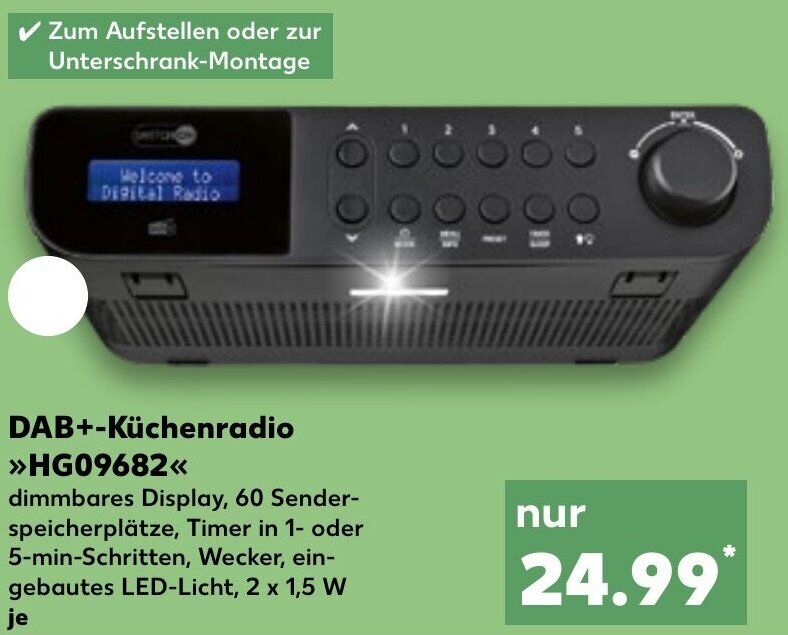 Switch On DAB+Küchenradio ,,HG09682" Angebot bei Kaufland