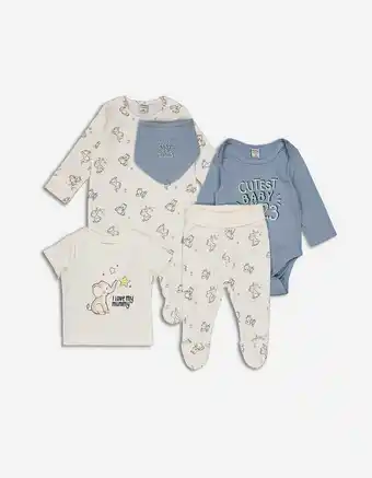 Takko Fashion Newborn set aus shirt, hose, strampler, langarmbody und lätzchen - allover-print Angebot