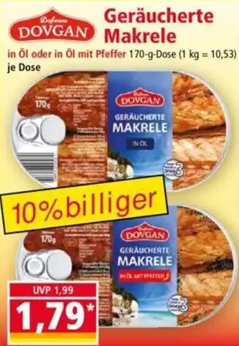 Norma Dovgan Geräucherte Makrele 170 g Dose Angebot