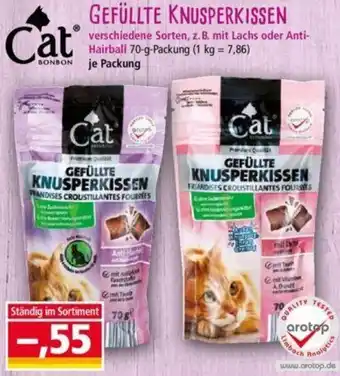 Norma Cat GEFÜLLTE KNUSPERKISSEN 70 g Packung Angebot