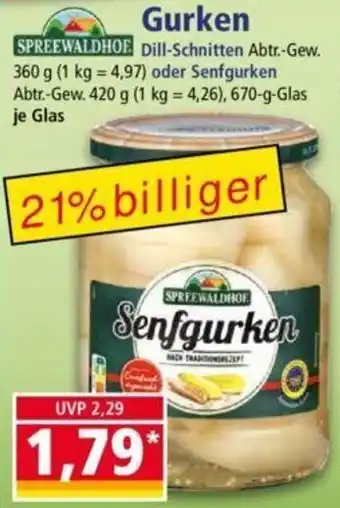 Norma SPREEWALDHOF Gurken 670 g Glas Angebot