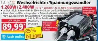 Norma TECHNAXX Wechselrichter/Spannungswandler 1.200W/2.400 W Angebot