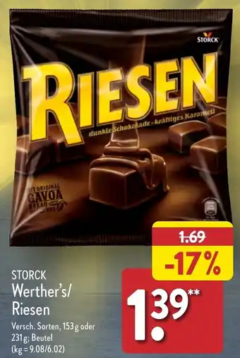 Aldi Nord STORCK Werther's/ Riesen 153 g oder 231 g Angebot