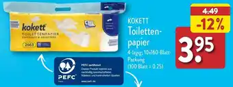 Aldi Nord KOKETT Toilettenpapier 4-lagig, 10x160 Blatt Packung Angebot