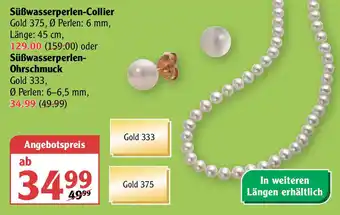 Globus Süßwasserperlen Collier oder Ohrschmuck Angebot