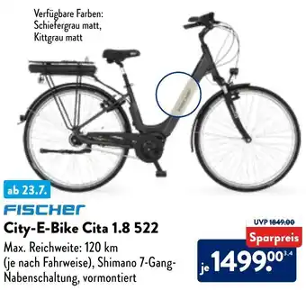 Aldi Nord FISCHER City-E-Bike Cita 1.8 522 Angebot