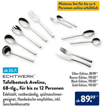 Aldi Nord ECHTWERKⓇ Tafelbesteck Avelino, 68-tlg., für bis zu 12 Personen Angebot