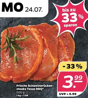 NETTO Frische Schweinerückensteaks Texas BBQ 500 g Angebot