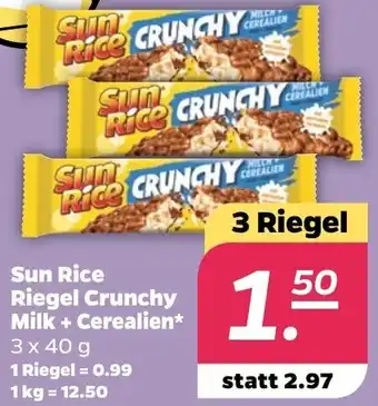 NETTO Sun Rice Riegel Crunchy Milk+ Cerealien 3x40 g Angebot