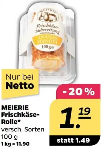 NETTO MEIERIE Frischkäse-Rolle 100 g Angebot