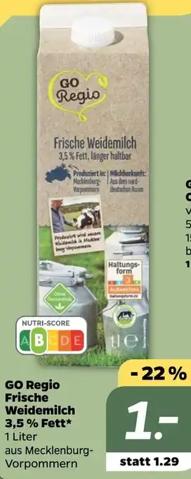 NETTO GO Regio Frische Weidemilch 3,5% Fett 1 Liter Angebot