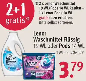 Rossmann Lenor Waschmittel Flüssig 19 WL oder Pods 14 WL Angebot