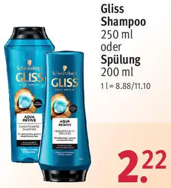 Rossmann Gliss Shampoo 250 ml oder Spülung 200 ml Angebot