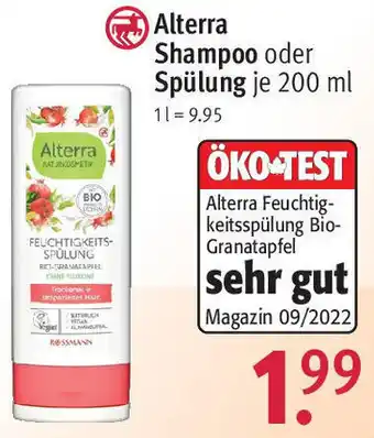 Rossmann Alterra Shampoo oder Spülung 200 ml Angebot