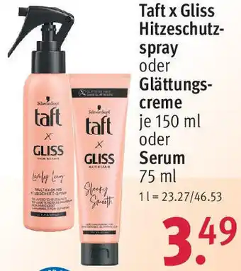 Rossmann Taft x Gliss Hitzeschutzspray oder Glättungscreme 150 ml oder Serum 75 ml Angebot