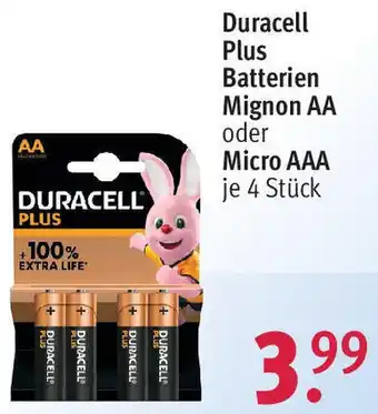 Rossmann Duracell Plus Batterien Mignon AA oder Micro AAA 4 Stück Angebot