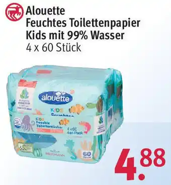 Rossmann Alouette Feuchtes Toilettenpapier Kids mit 99% Wasser 4 x 60 Stück Angebot