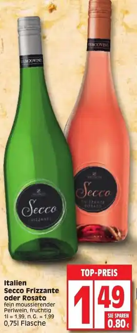 Edeka Italien Secco Frizzante oder Rosato 0,75 L Flasche Angebot