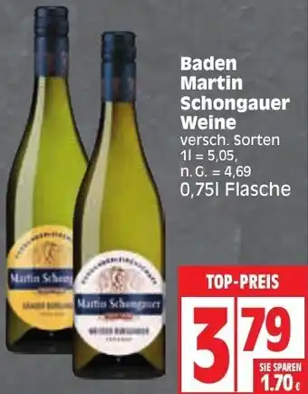 Edeka Baden Martin Schongauer Weine 0,75 L Flasche Angebot