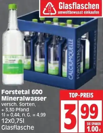 Edeka Forstetal 600 Mineralwasser 12x0,75 L Glasflasche Angebot