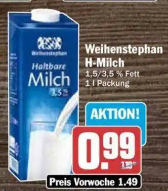 Hit Weihenstephan Milch 1 l Packung Angebot