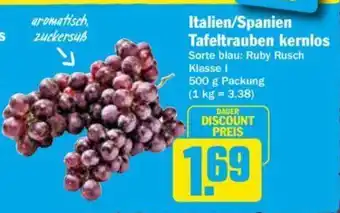 Hit Italien/Spanien Tafeltrauben kernlos 500 g Packung Angebot