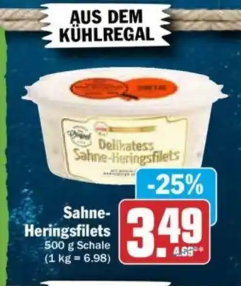 Hit Sahne- Heringsfilets 500 g Schale Angebot