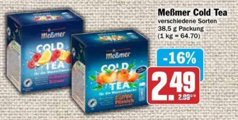 Meßmer Cold Tea 38,5 g Packung Angebot bei HIT