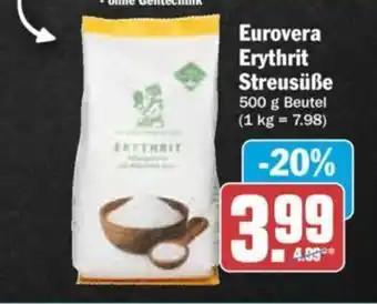 Hit Eurovera Erythrit Streusüße 500 g Beutel Angebot