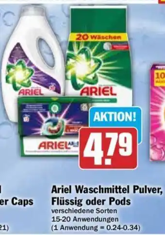 Hit Ariel Waschmittel Pulver, Flüssig oder Pods 15-20 Anwendungen Angebot