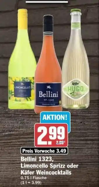 Hit Bellini 1323, Limoncello Sprizz oder Käfer Weincocktails 0,75 l Flasche Angebot