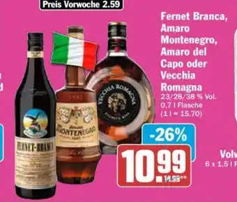 Hit Fernet Branca, Amaro Montenegro, Amaro del Capo oder Vecchia Romagna 0,7 l Flasche Angebot