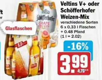 Hit Veltins V+ oder Schöfferhofer Weizen-Mix 6 x 0,33 l Flaschen Angebot