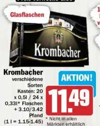 Hit Krombacher 20 x 0,5 l/24 x 0,33 l Angebot