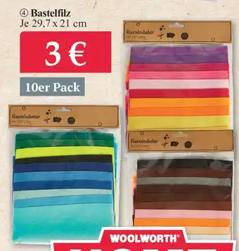 Woolworth Bastelfilz 29,7 x 21 cm 10er Pack Angebot