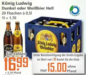 Klaas und Kock König Ludwig Dunkel oder Weißbier Hell 20x0,5 L Angebot