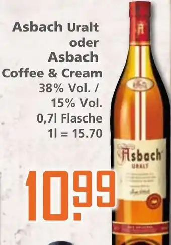 Klaas und Kock Asbach Uralt oder Asbach Coffee & Cream 0,7 L Flasche Angebot