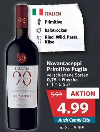 Combi Novantaceppi Primitivo Puglia 0,75 L Flasche Angebot