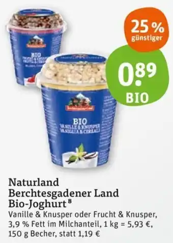 tegut Naturland Berchtesgadener Land Bio-Joghurt 150 g Becher Angebot