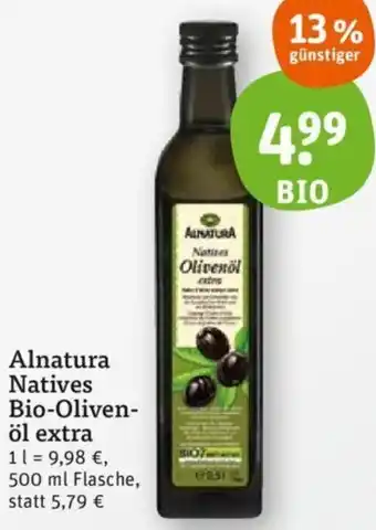 tegut Alnatura Natives Bio-Olivenöl Extra 500 ml Flasche Angebot