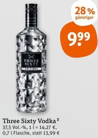 tegut Three Sixty Vodka 0,7 L Flasche Angebot